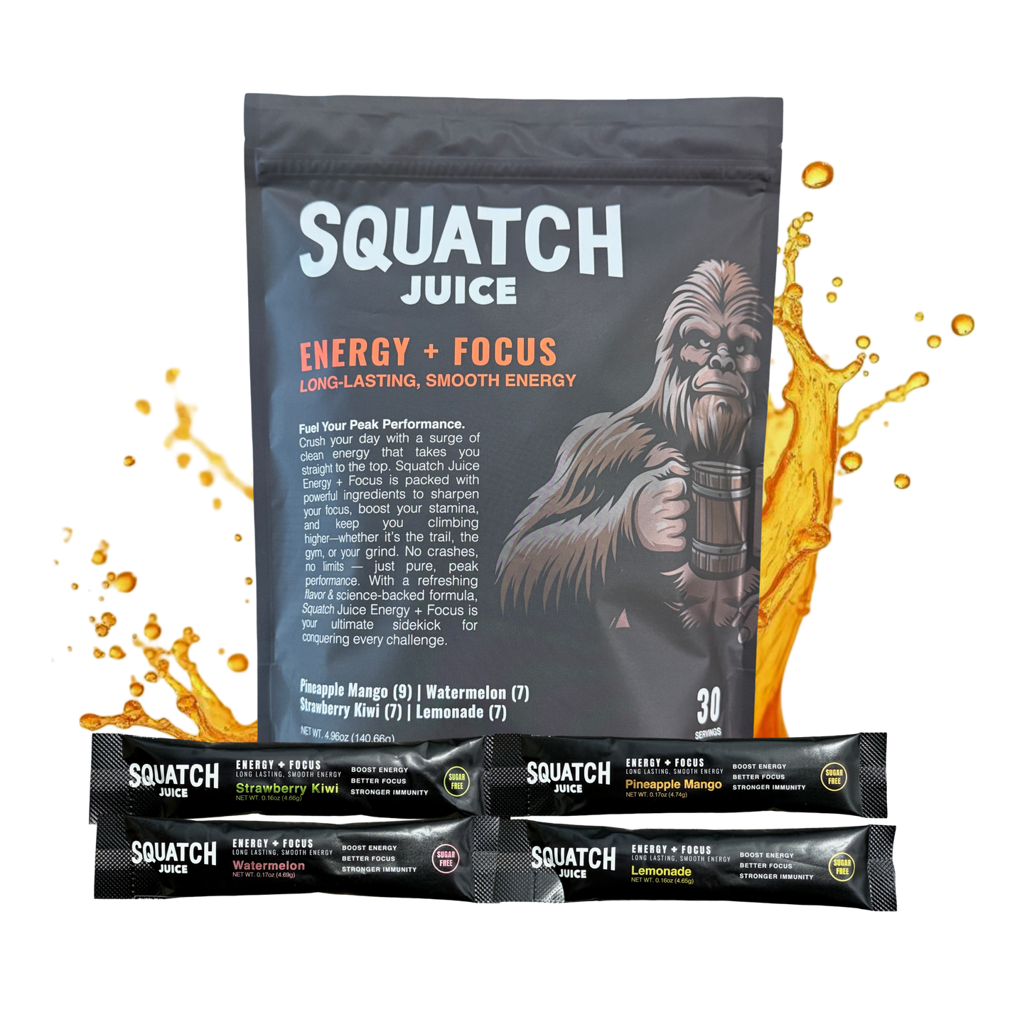 Squatch Juice Energy + Focus 4 Flavor Multipack
